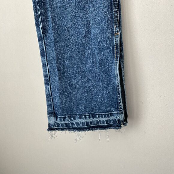 Free People Jeans Blue Slit Released Hem Hidden Button Fly 27 - Picture 10 of 11